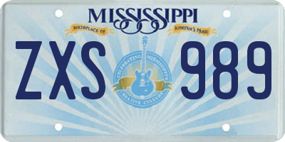 MS license plate ZXS989