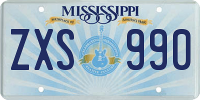 MS license plate ZXS990