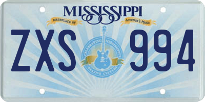 MS license plate ZXS994