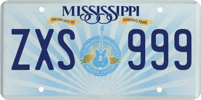 MS license plate ZXS999