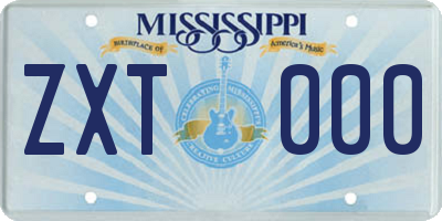 MS license plate ZXT000