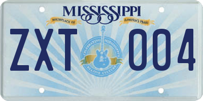 MS license plate ZXT004