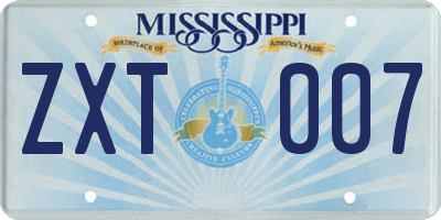 MS license plate ZXT007