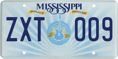 MS license plate ZXT009