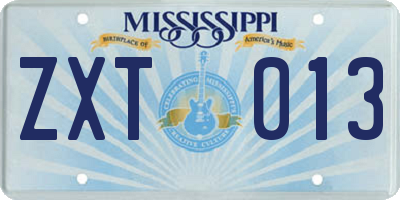 MS license plate ZXT013