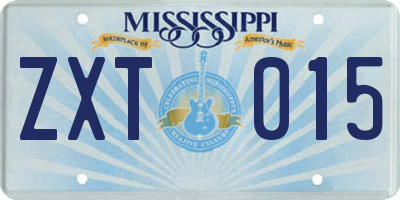 MS license plate ZXT015