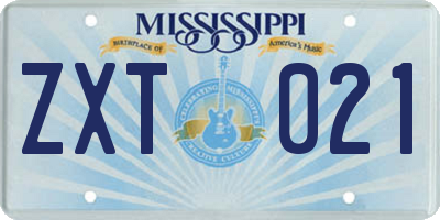 MS license plate ZXT021