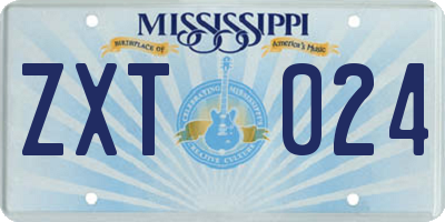MS license plate ZXT024