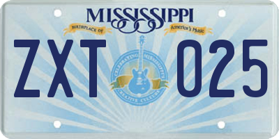 MS license plate ZXT025