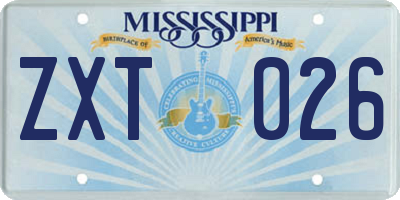 MS license plate ZXT026