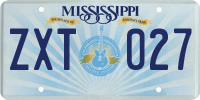 MS license plate ZXT027