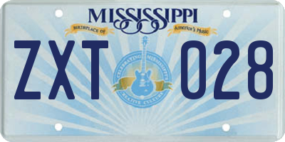 MS license plate ZXT028
