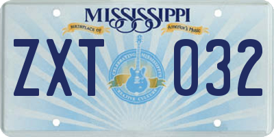 MS license plate ZXT032