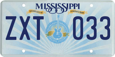MS license plate ZXT033