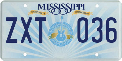 MS license plate ZXT036