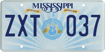 MS license plate ZXT037