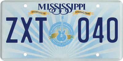MS license plate ZXT040