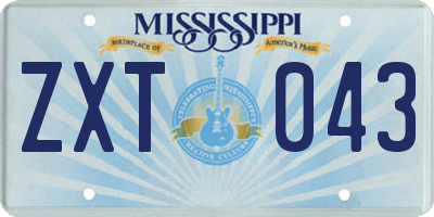 MS license plate ZXT043