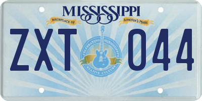 MS license plate ZXT044