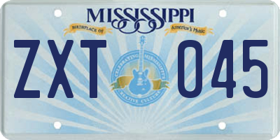 MS license plate ZXT045