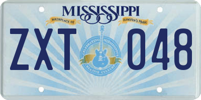 MS license plate ZXT048