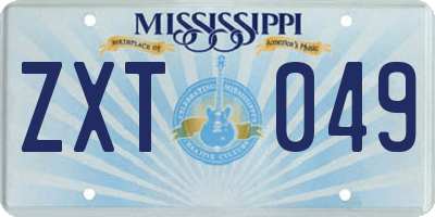 MS license plate ZXT049