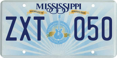 MS license plate ZXT050