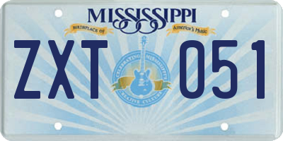 MS license plate ZXT051