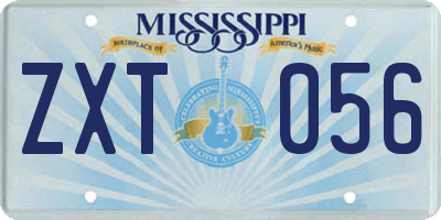 MS license plate ZXT056