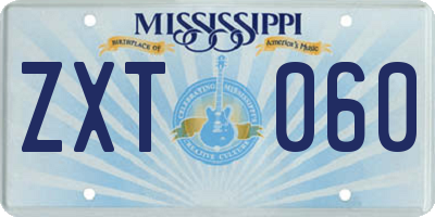 MS license plate ZXT060