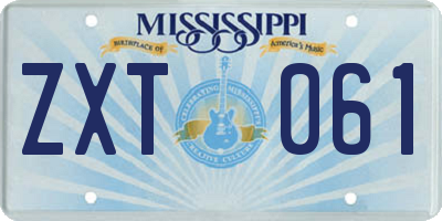 MS license plate ZXT061