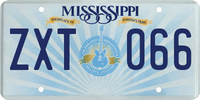 MS license plate ZXT066