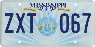 MS license plate ZXT067