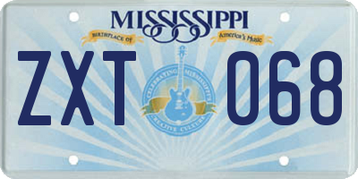 MS license plate ZXT068