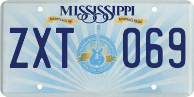 MS license plate ZXT069