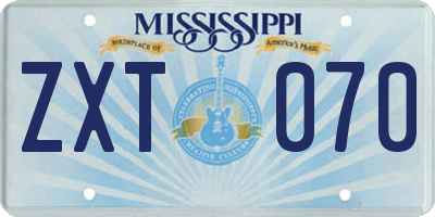 MS license plate ZXT070