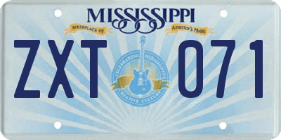 MS license plate ZXT071