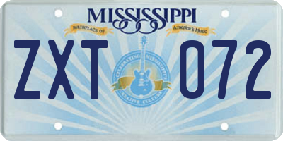 MS license plate ZXT072