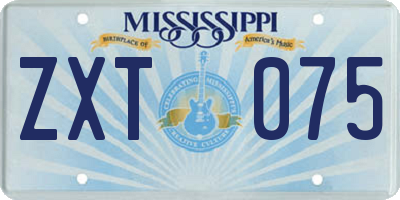 MS license plate ZXT075