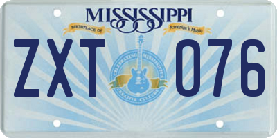 MS license plate ZXT076