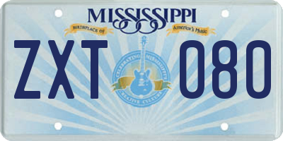 MS license plate ZXT080