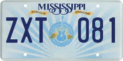MS license plate ZXT081