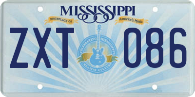 MS license plate ZXT086
