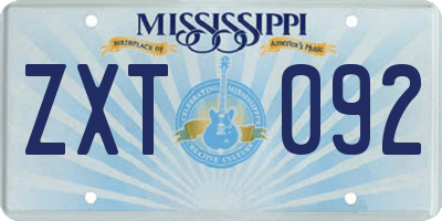 MS license plate ZXT092