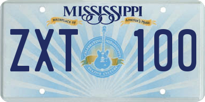 MS license plate ZXT100