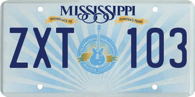 MS license plate ZXT103