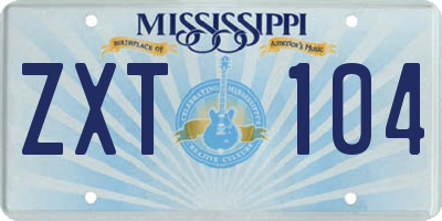 MS license plate ZXT104