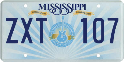 MS license plate ZXT107