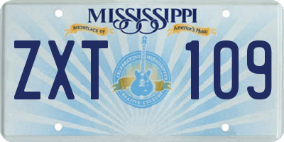 MS license plate ZXT109