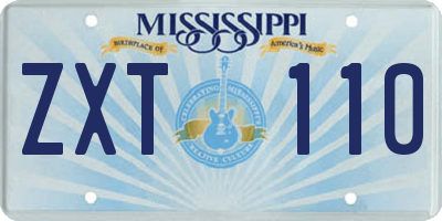 MS license plate ZXT110